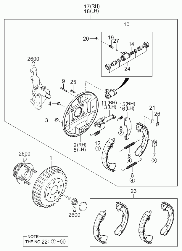 KIA 0K23N-26-38Z - Комплект тормозных колодок, барабанные autospares.lv