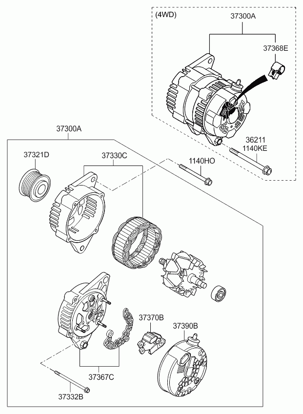 KIA 373002F200 - Генератор autospares.lv