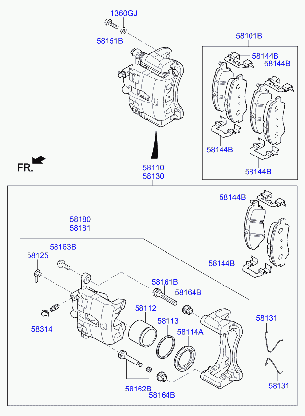 KIA 58180H5A25 - Ремкомплект, тормозной суппорт autospares.lv