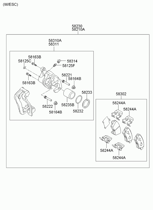 KIA 58302-2KA10 - Тормозные колодки, дисковые, комплект autospares.lv