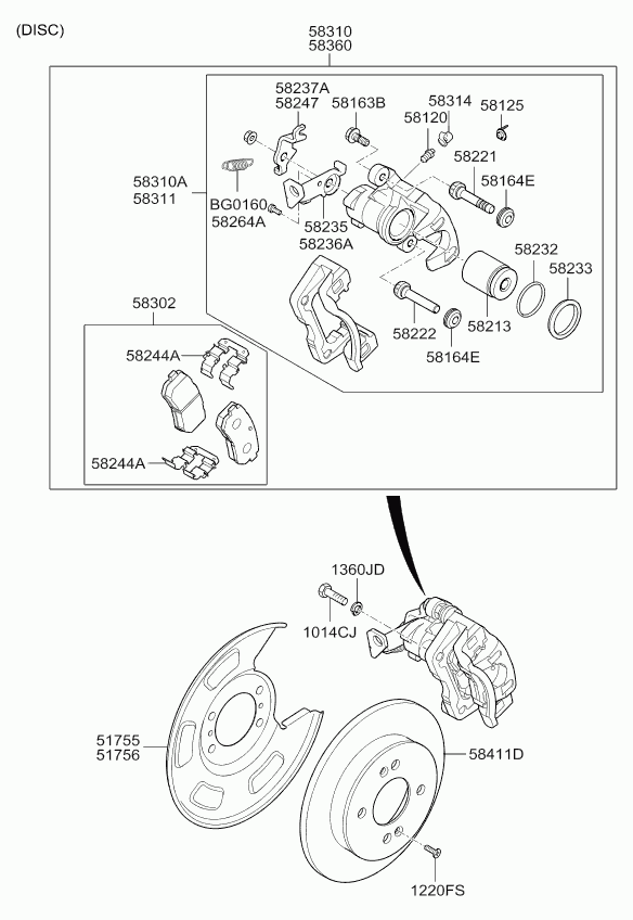 KIA 582441Y300 - Комплектующие для колодок дискового тормоза autospares.lv