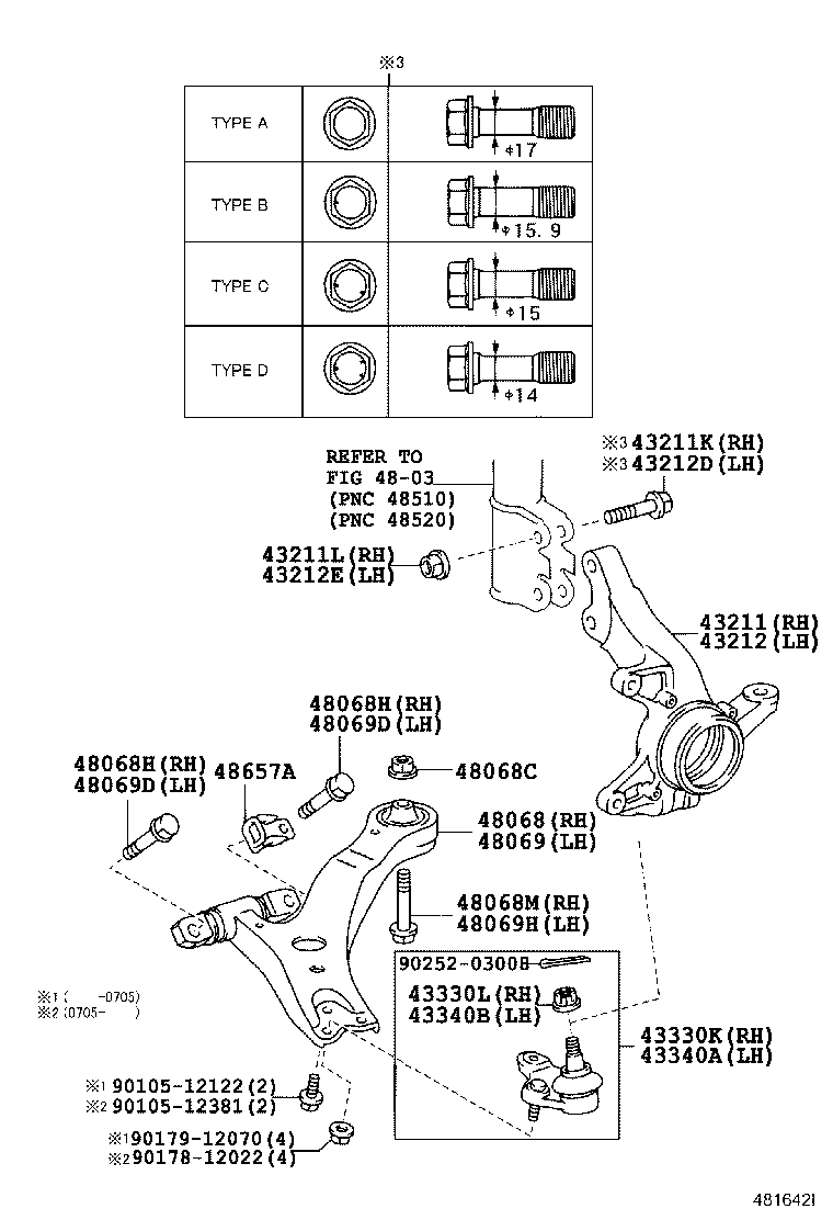 LEXUS 48068-48020 - Рычаг подвески колеса autospares.lv