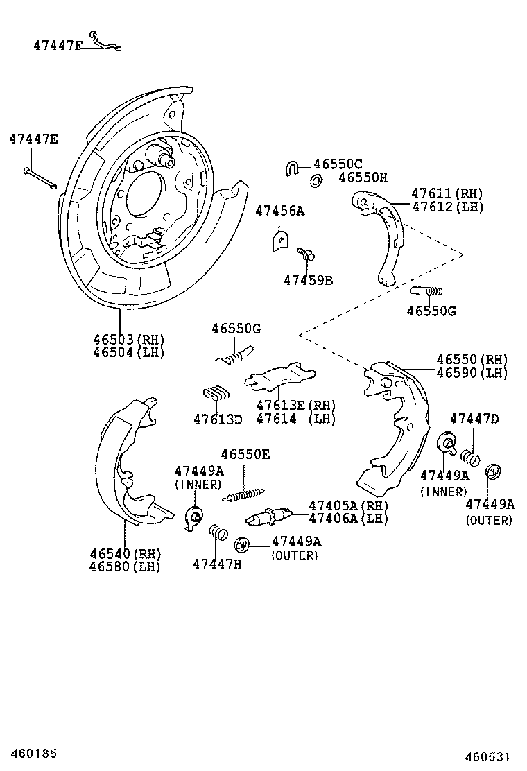 LEXUS 4654048010 - Комплект тормозов, ручник, парковка autospares.lv