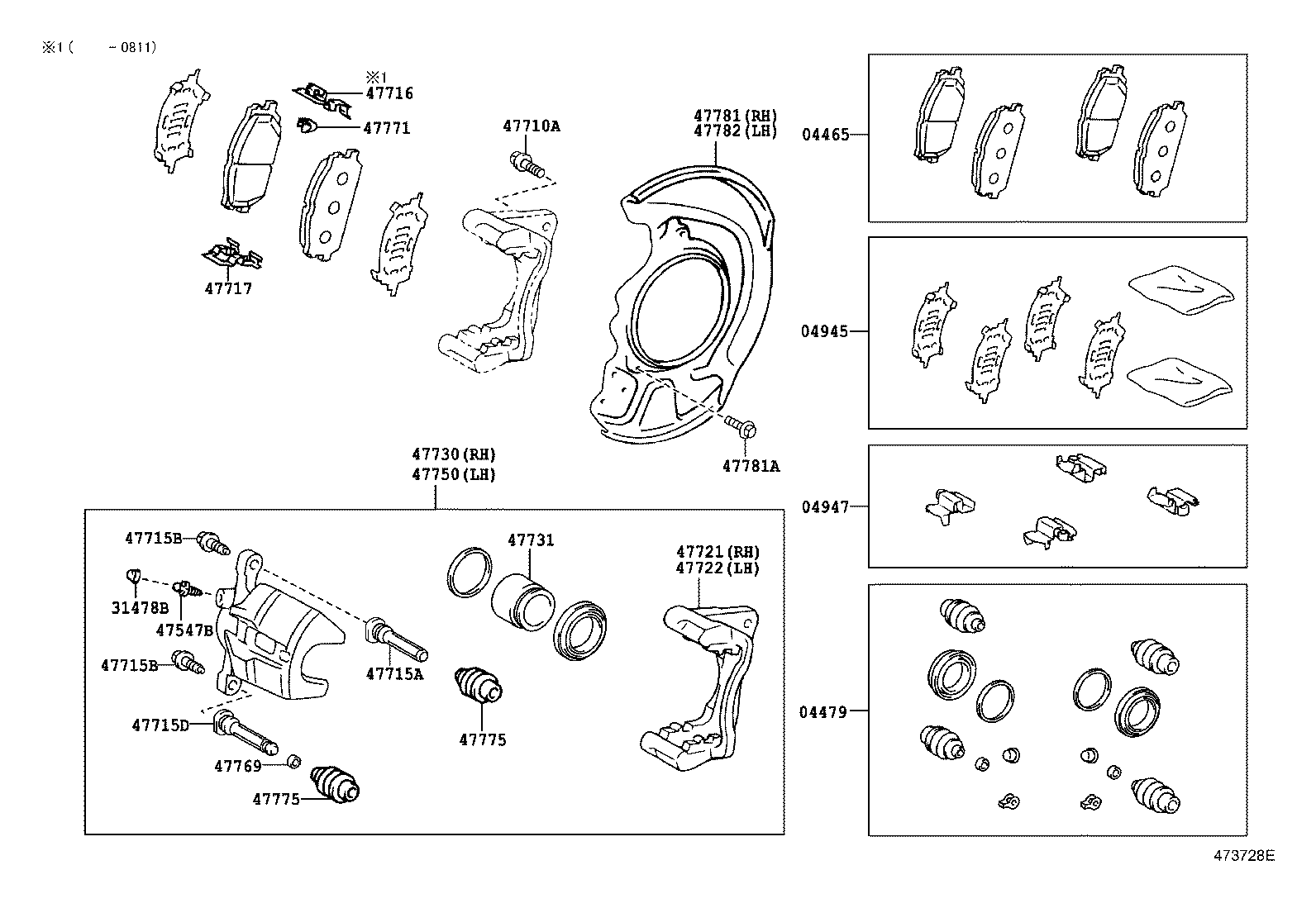 TOYOTA 477150E010 - Направляющий болт, корпус скобы тормоза autospares.lv