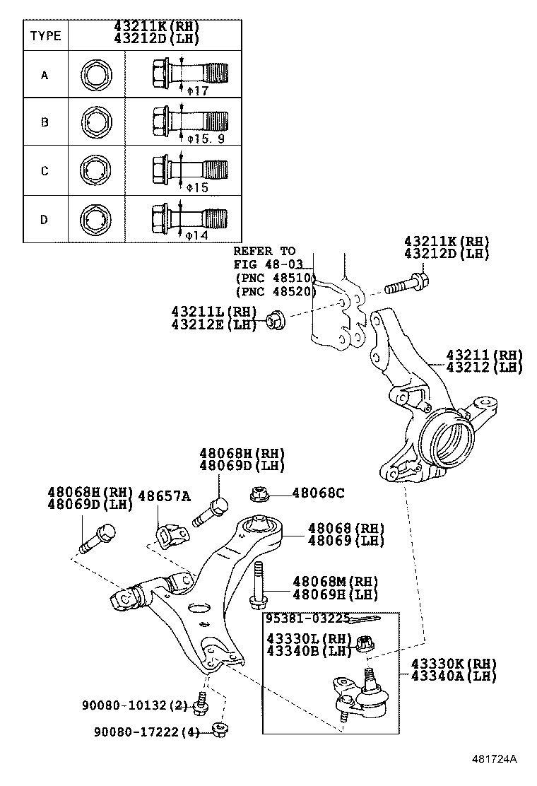 TOYOTA 48068-0E010 - Рычаг подвески колеса autospares.lv