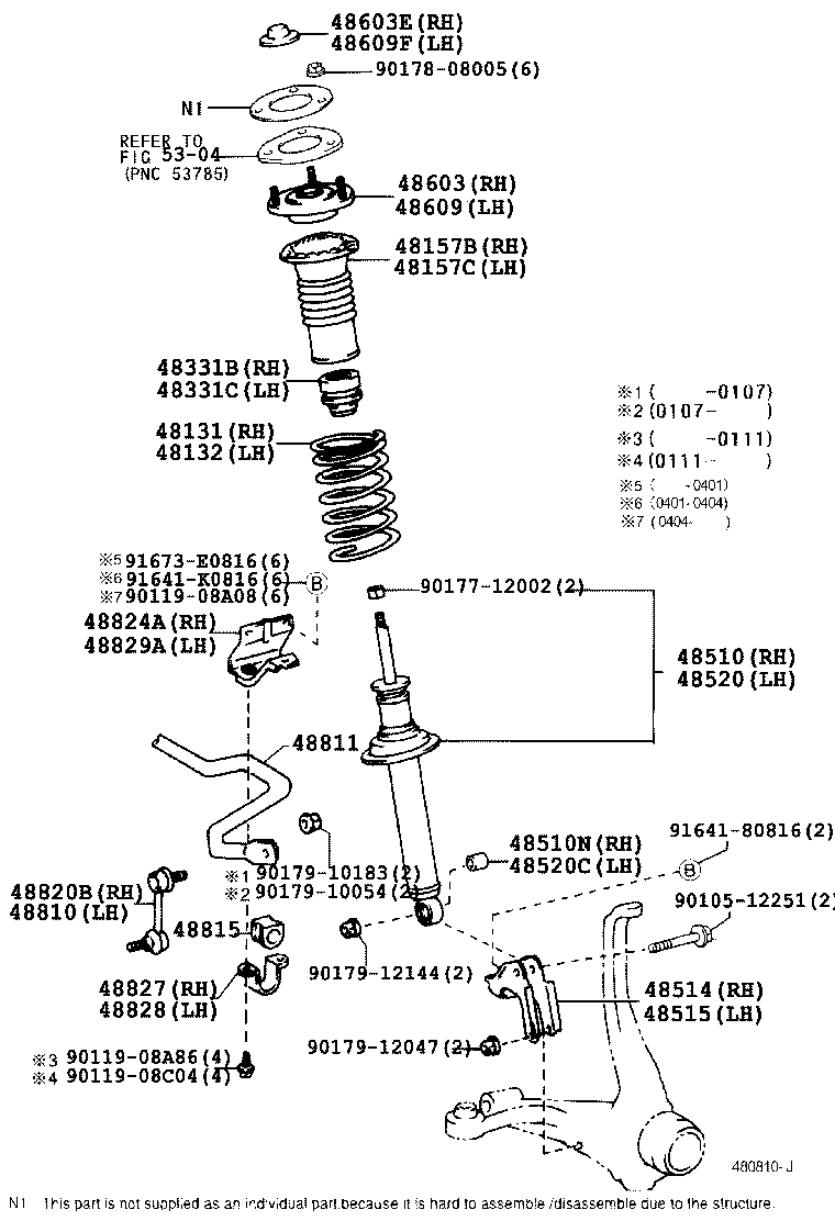 LEXUS 48680-53010 - Опора стойки амортизатора, подушка autospares.lv