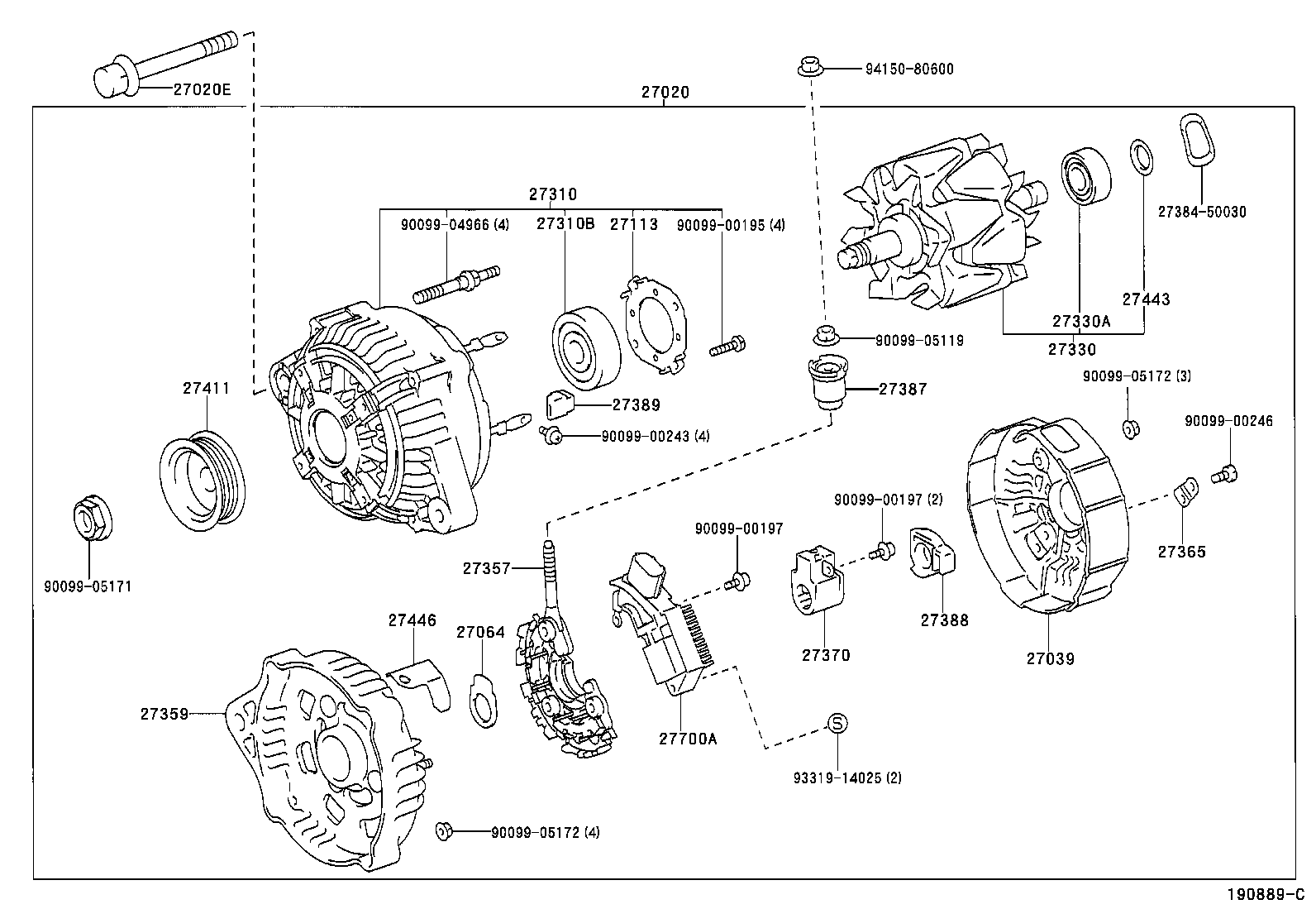 TOYOTA 27060-70500 - Генератор autospares.lv