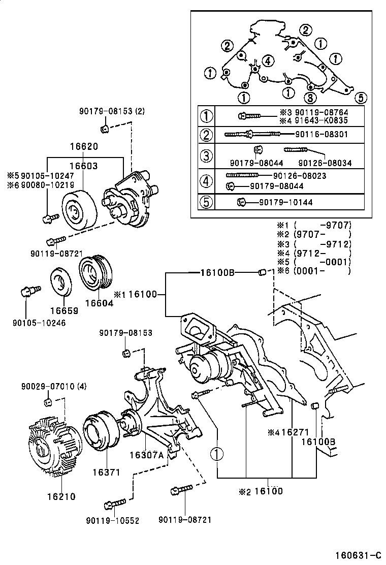 TOYOTA 16620-0W036 - Натяжитель, поликлиновый ремень autospares.lv