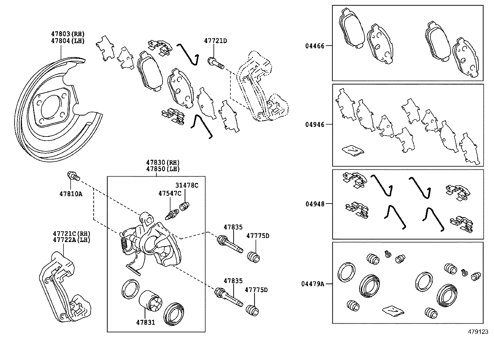 TOYOTA 0446647030 - Тормозные колодки, дисковые, комплект autospares.lv