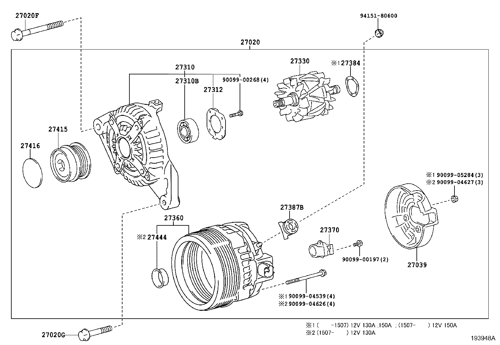 TOYOTA 274160W050 - Шкив генератора, муфта autospares.lv