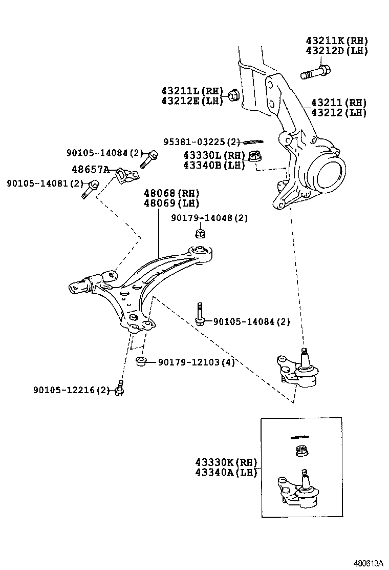 LEXUS 43330-39435 - Шаровая опора, несущий / направляющий шарнир autospares.lv