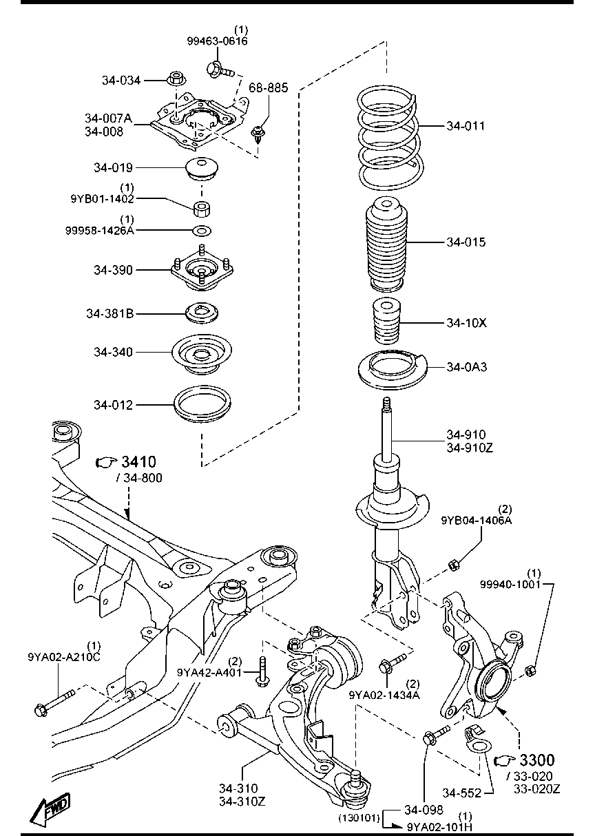 MAZDA TD11-34-380B - Опора стойки амортизатора, подушка autospares.lv