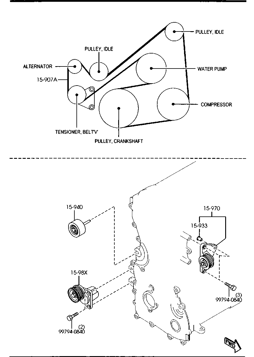MAZDA LFH1-15-940A - Ролик, поликлиновый ремень autospares.lv