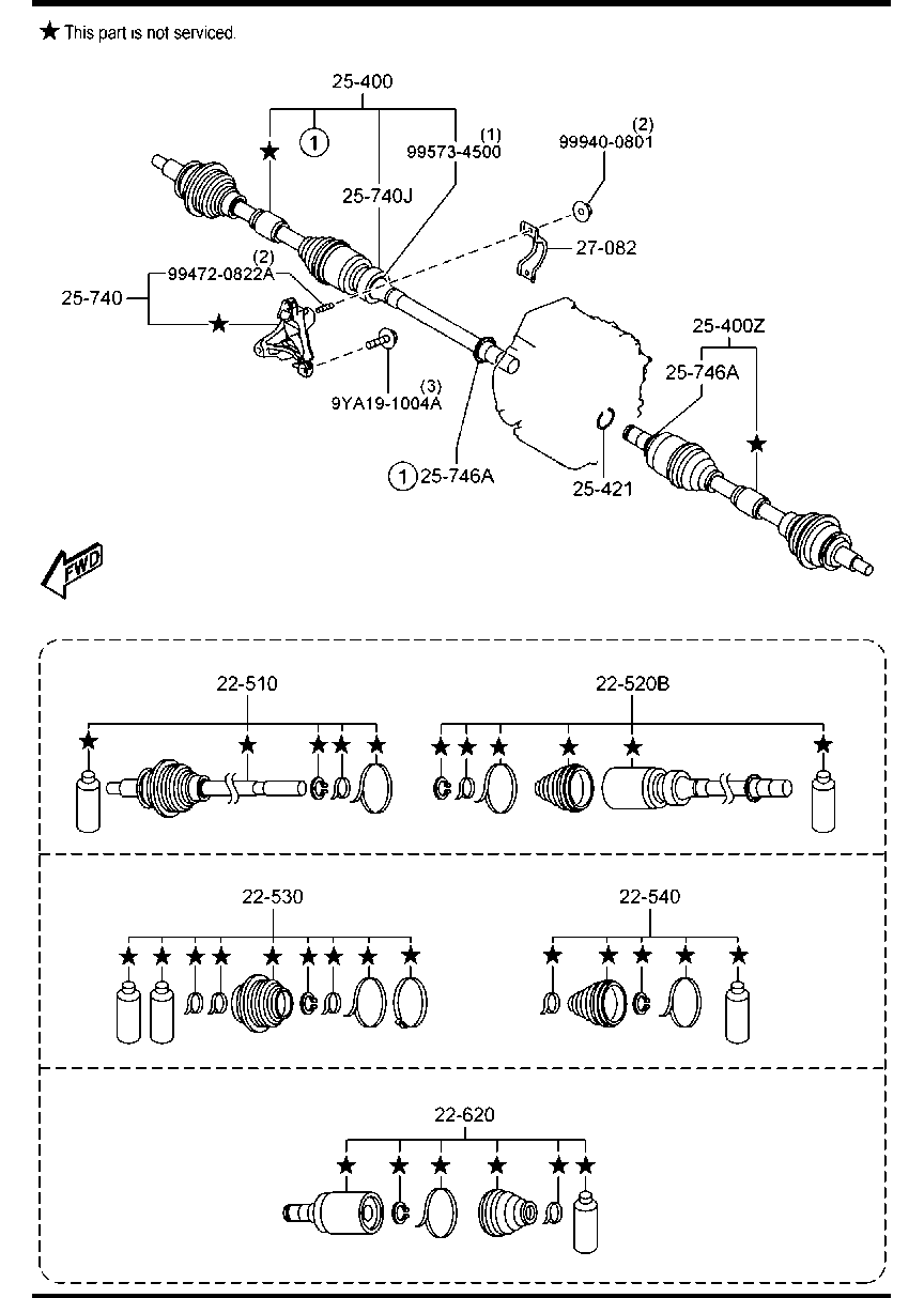 MAZDA FTB1-22-520 - Шарнирный комплект, ШРУС, приводной вал autospares.lv