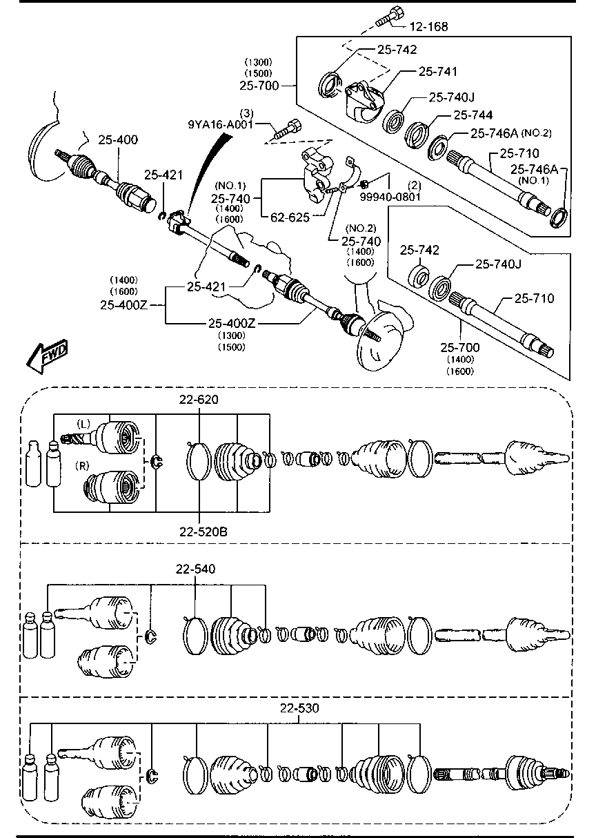 MAZDA FD80-25-600A - Шарнирный комплект, ШРУС, приводной вал autospares.lv