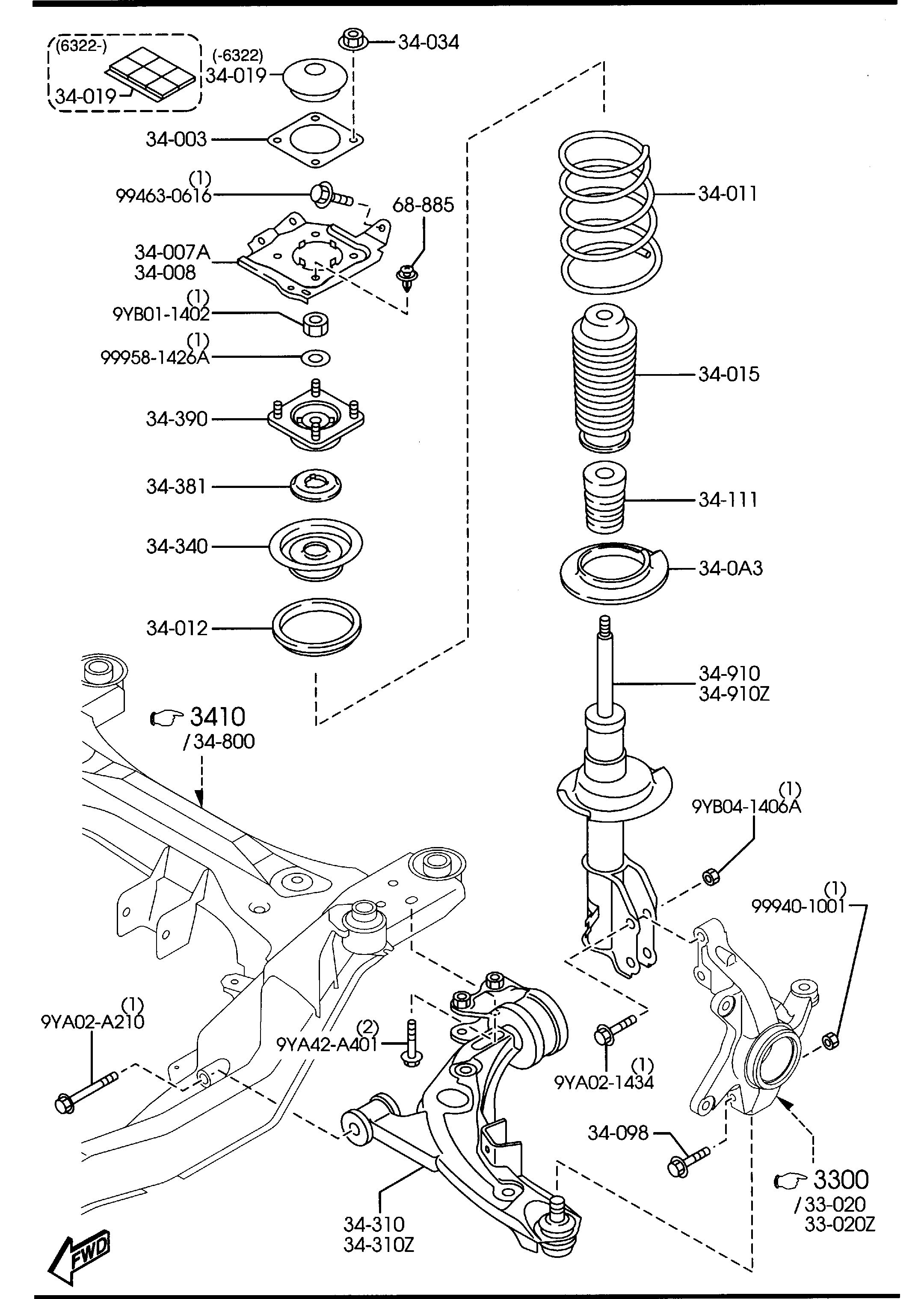 MAZDA EG21-34-380B - Опора стойки амортизатора, подушка autospares.lv