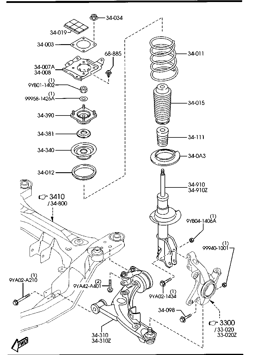 MAZDA TD11-34-380 - Опора стойки амортизатора, подушка autospares.lv