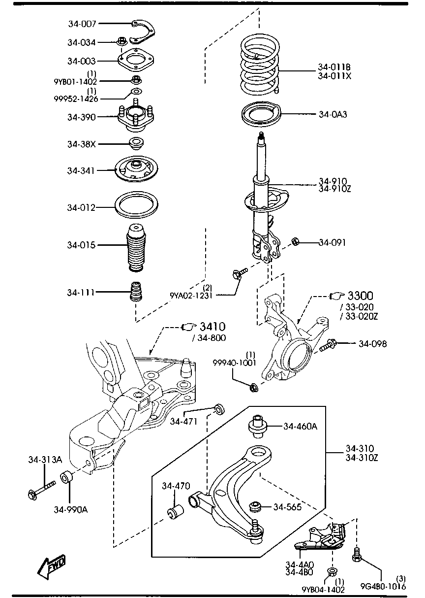 FORD LC62-34-38X - Подшипник качения, опора стойки амортизатора autospares.lv