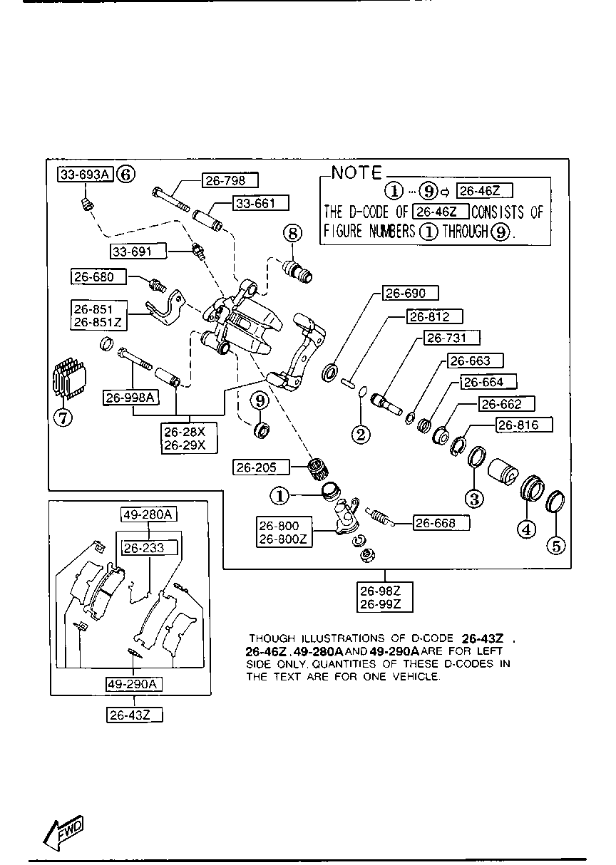 Mitsubishi B6Y3-26-48ZA - Тормозные колодки, дисковые, комплект autospares.lv