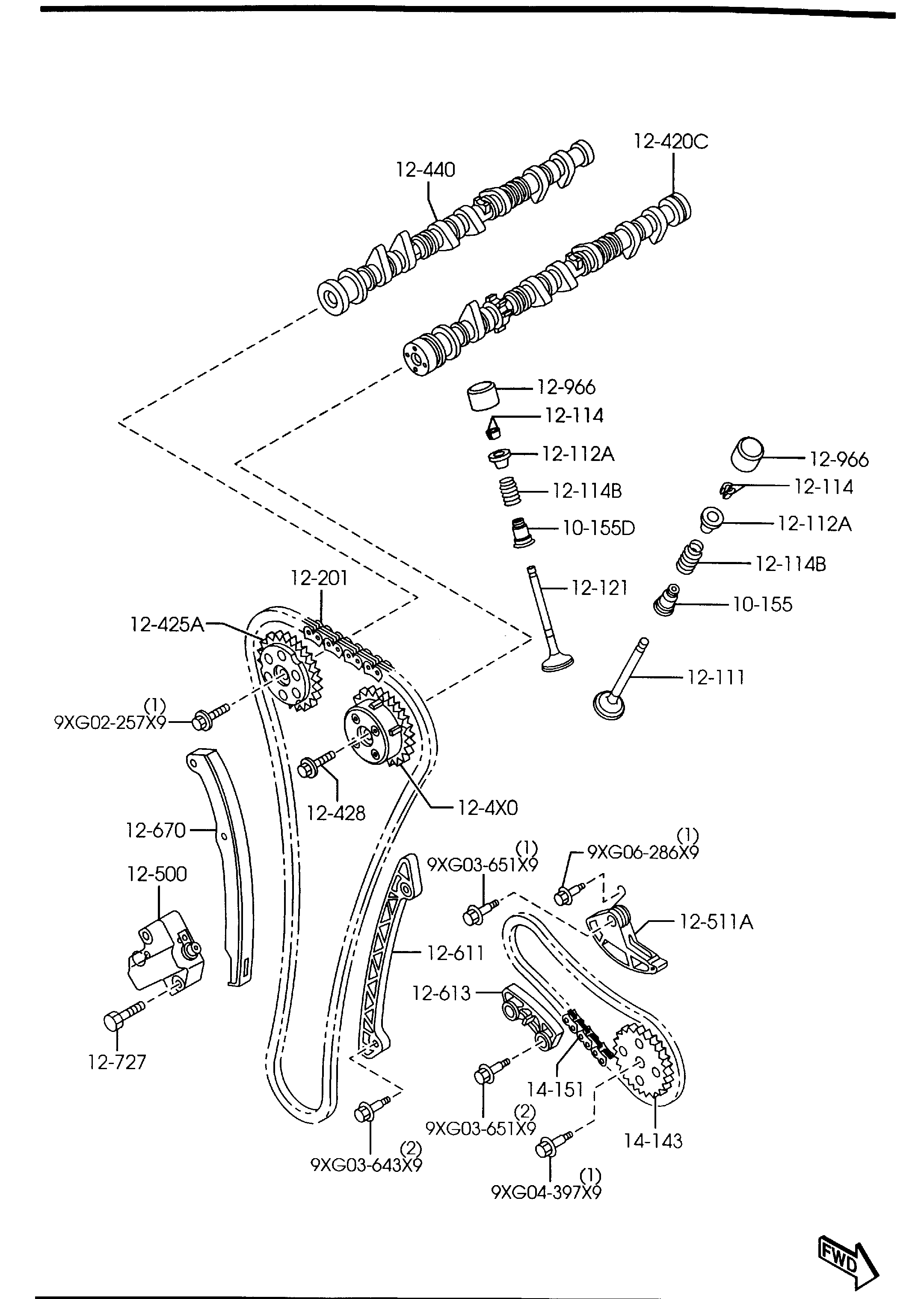 MAZDA L305-12-671 - Комплект цепи привода распредвала autospares.lv