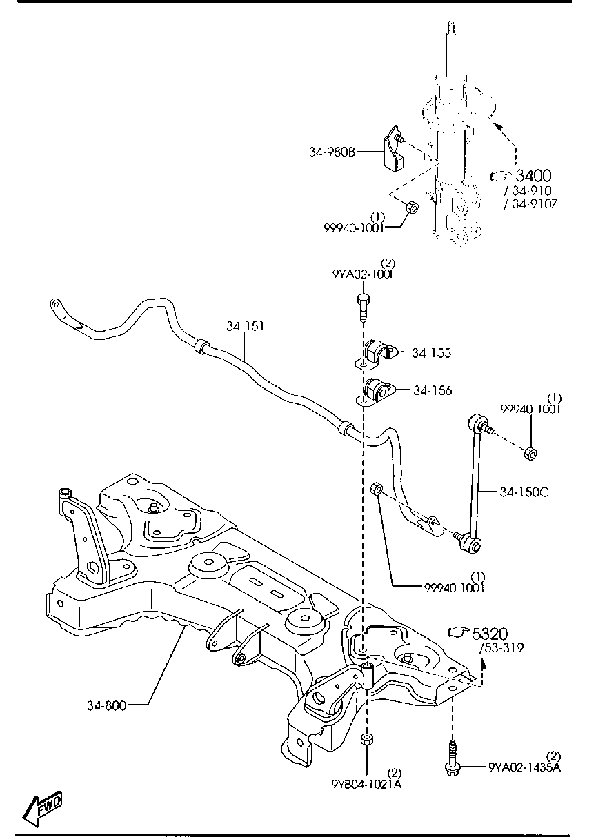 MAZDA (CHANGAN) D651-34-170A - Тяга / стойка, стабилизатор autospares.lv