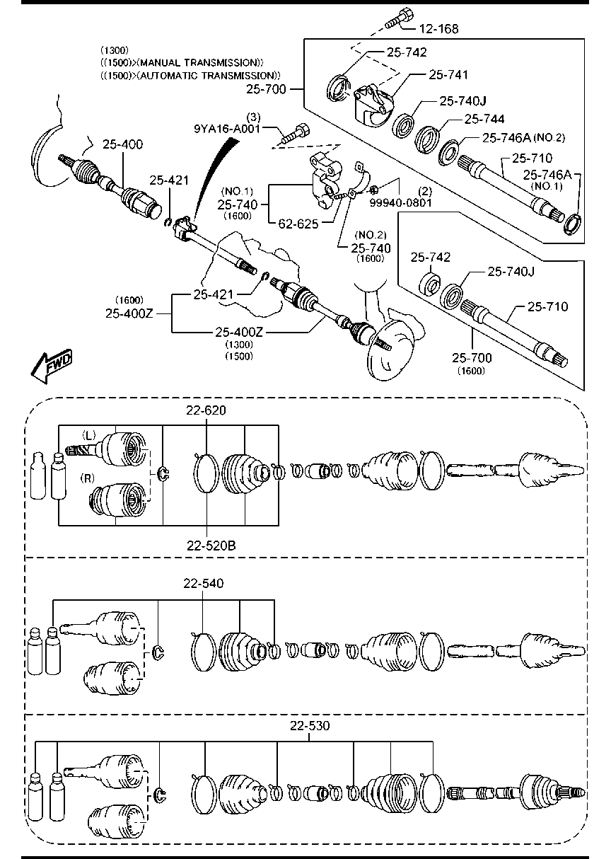 MAZDA FA82-25-600B - Шарнирный комплект, ШРУС, приводной вал autospares.lv