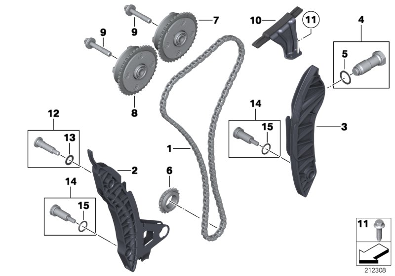 Mini 11 31 7 577 301 - Комплект цепи привода распредвала autospares.lv