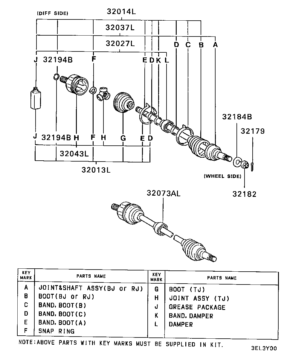 Mitsubishi MB526117 - Шарнирный комплект, ШРУС, приводной вал autospares.lv