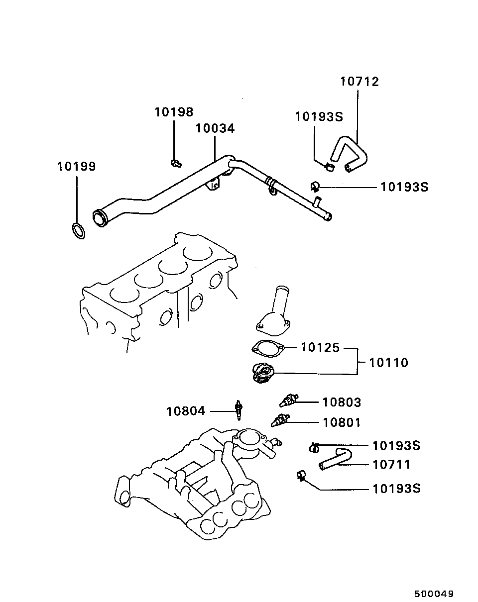 Mitsubishi MD997603 - Термостат охлаждающей жидкости / корпус autospares.lv