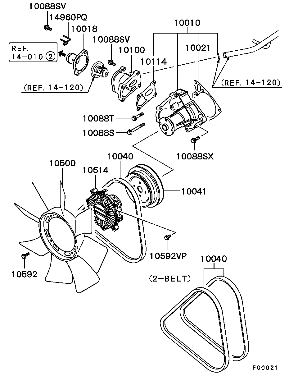 Mitsubishi MD997686 - Водяной насос autospares.lv