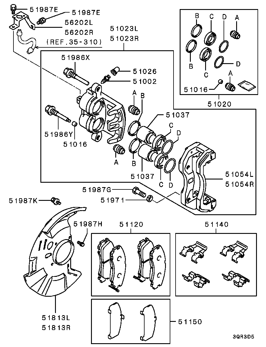 Mitsubishi MR977364 - Ремкомплект, тормозной суппорт autospares.lv