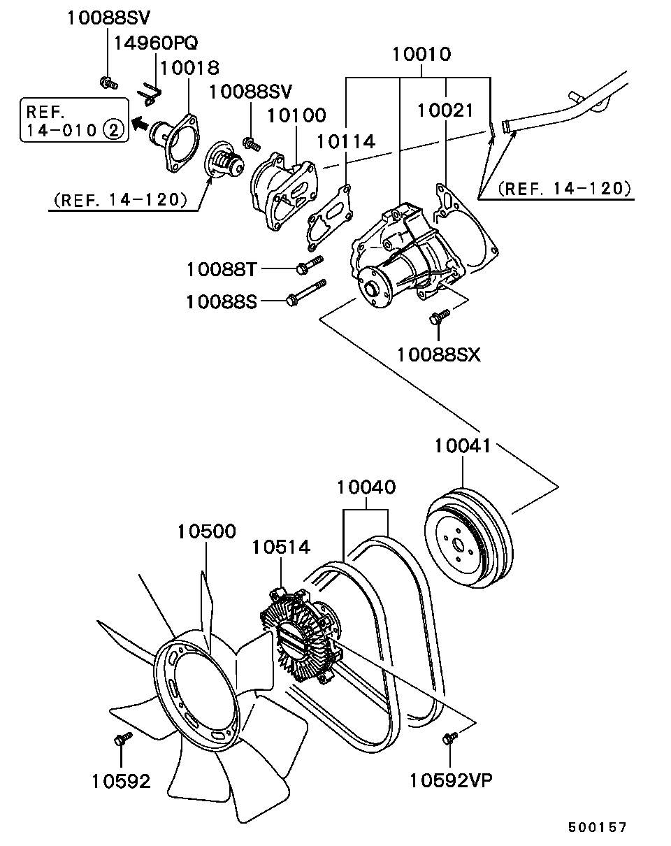 Mitsubishi MD974999 - Водяной насос autospares.lv