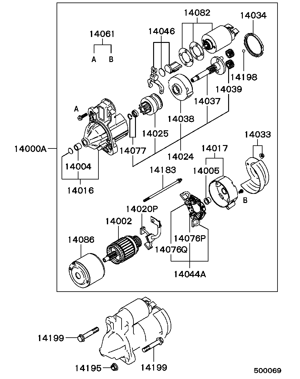 Mitsubishi MD618619 - Угольная щетка, стартер autospares.lv