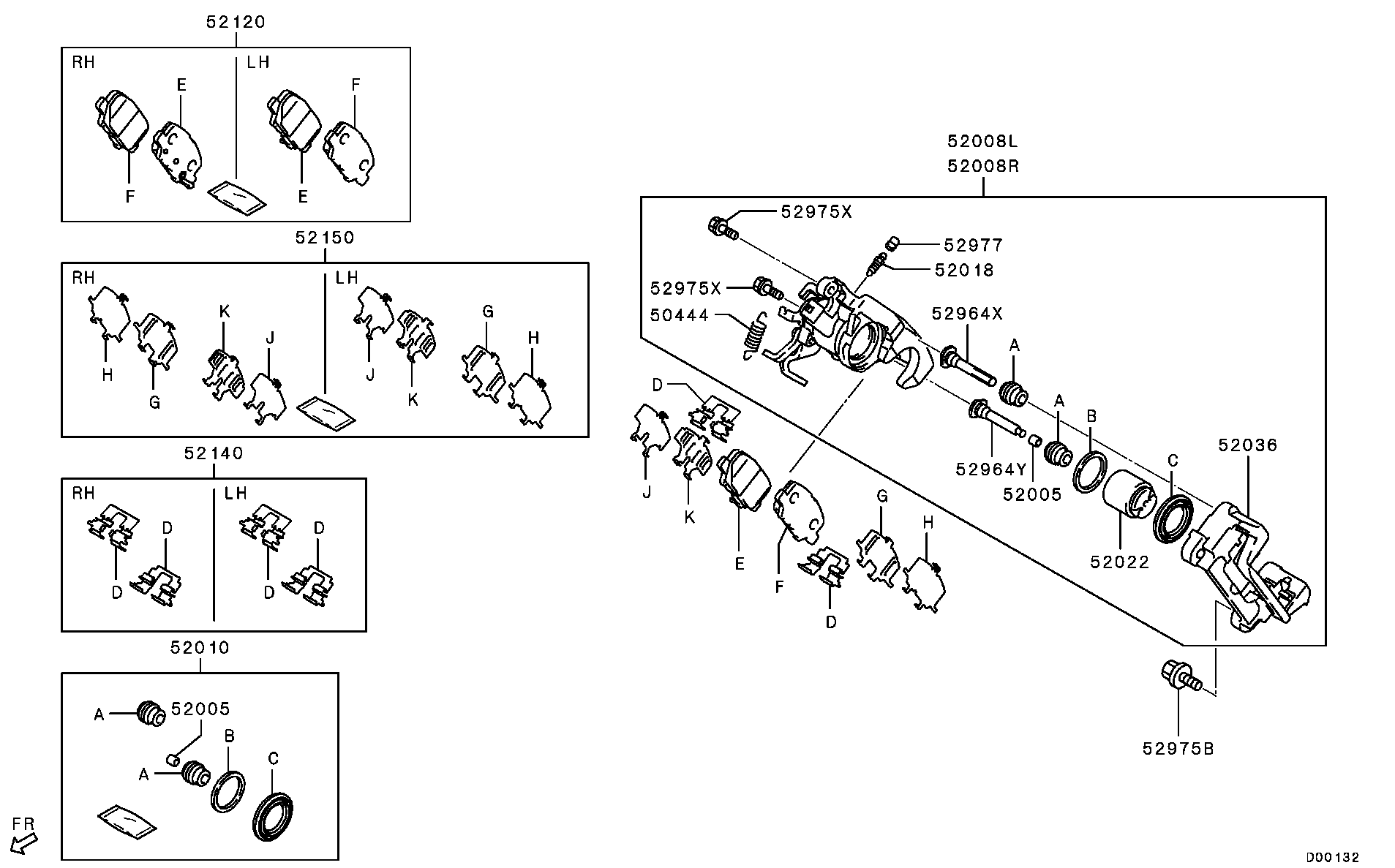 Mitsubishi 4605A821 - Ремкомплект, тормозной суппорт autospares.lv