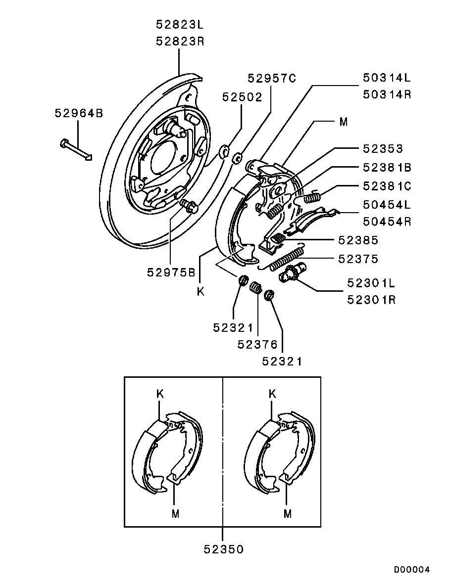 Mitsubishi MN186303 - Комплект тормозов, ручник, парковка autospares.lv