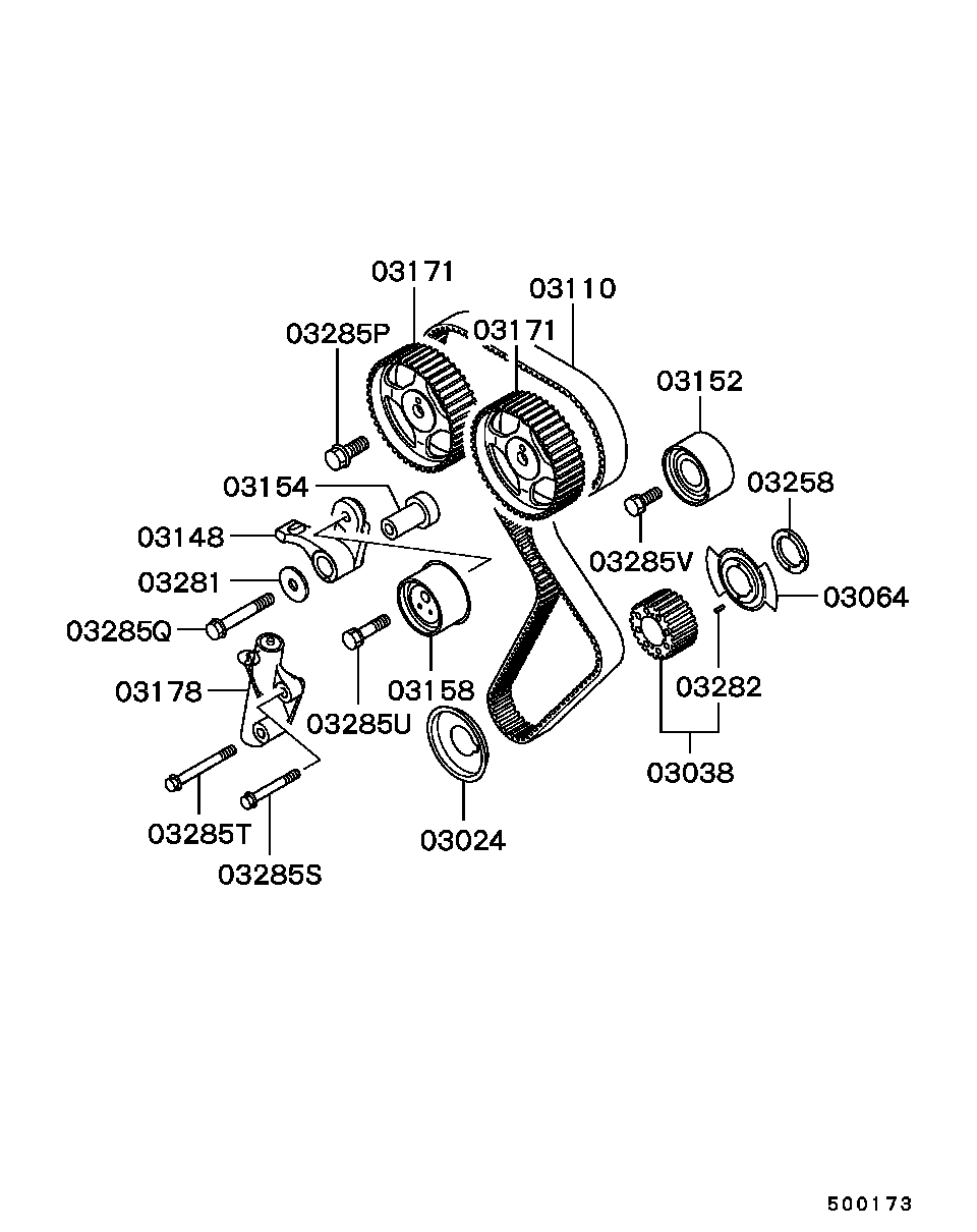 Mitsubishi MD373097 - Натяжная планка, ремень ГРМ autospares.lv