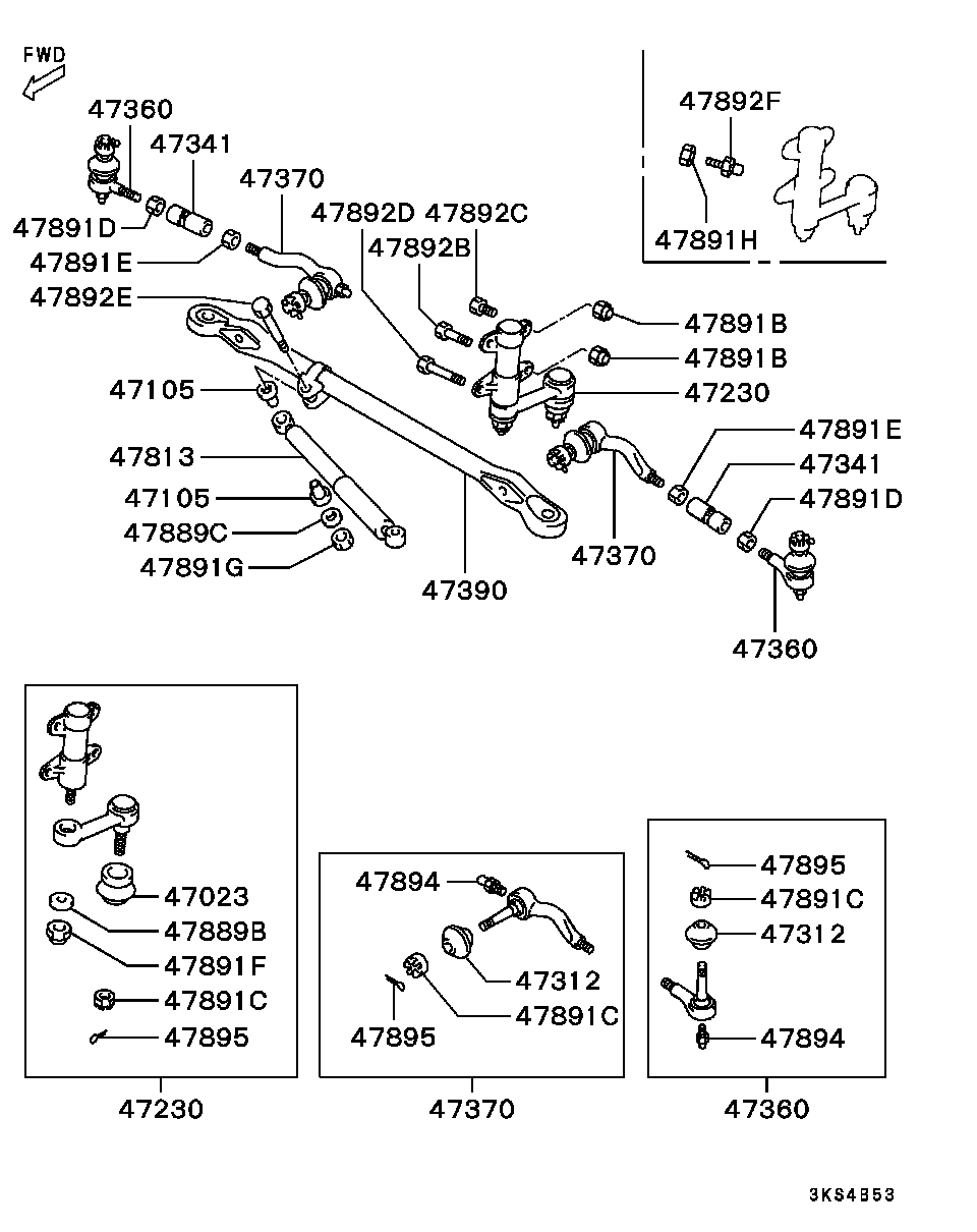 Mitsubishi MB831044 - Наконечник рулевой тяги, шарнир autospares.lv