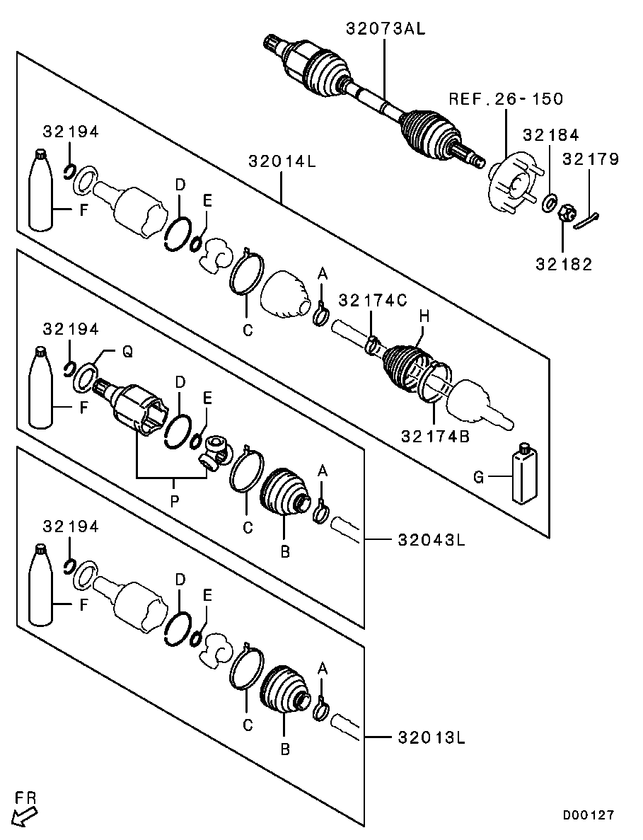 Mitsubishi 3815A215 - Шарнирный комплект, ШРУС, приводной вал autospares.lv