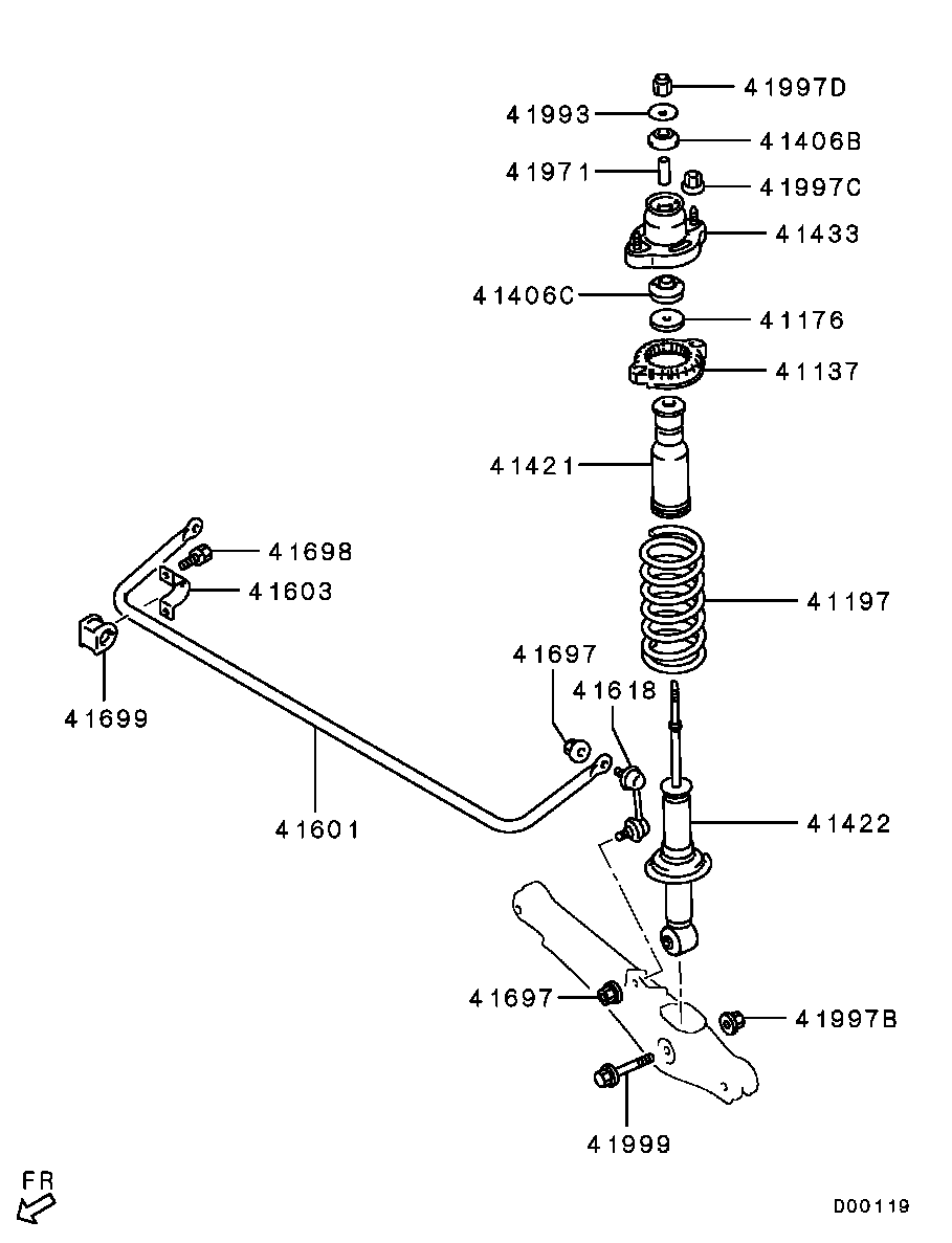 Mitsubishi 4162A130 - Амортизатор autospares.lv