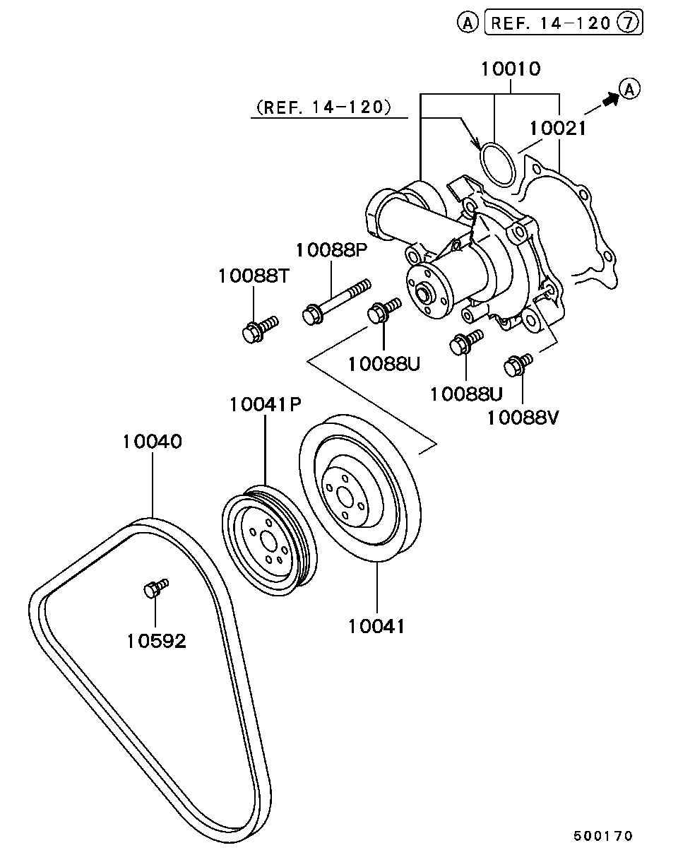 Mitsubishi MD972054 - Водяной насос autospares.lv