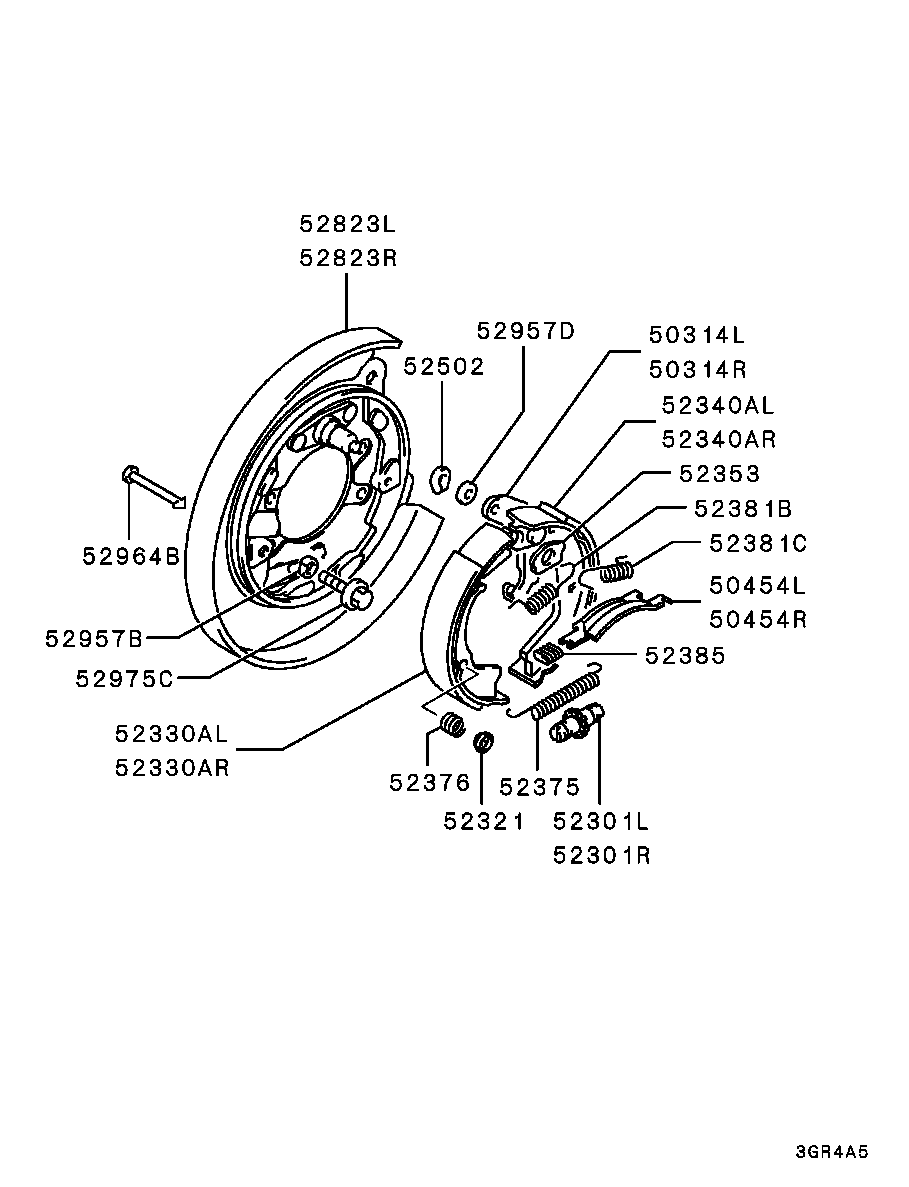 Mitsubishi MB668336 - Комплект тормозных колодок, барабанные autospares.lv