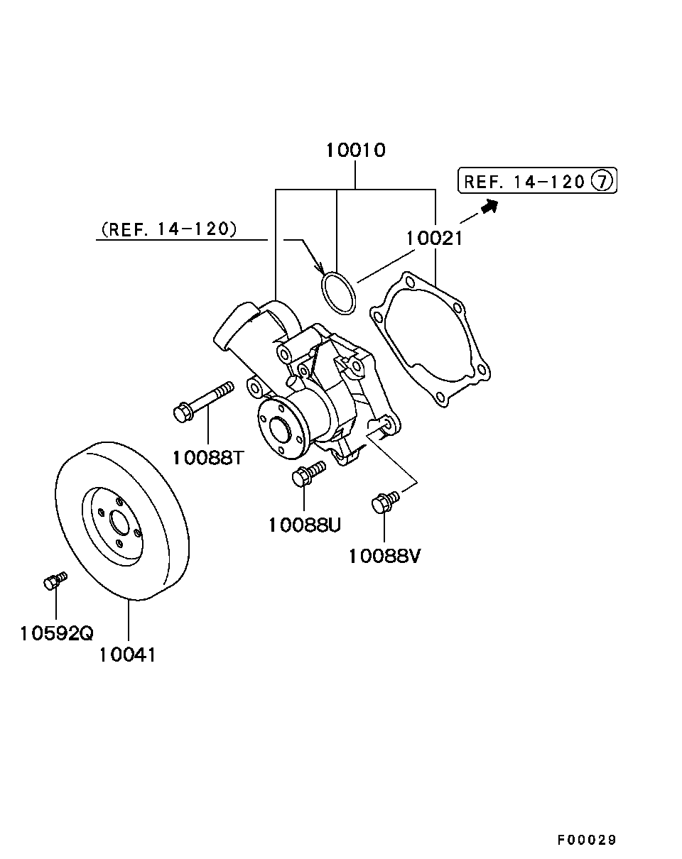 Mitsubishi 1300A066 - Водяной насос autospares.lv