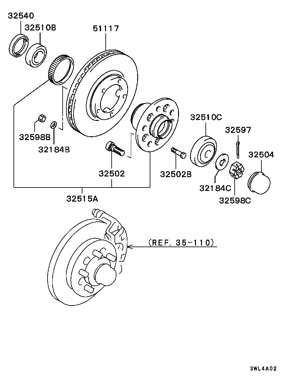 Mitsubishi MB633086 - Подшипник ступицы колеса, комплект autospares.lv