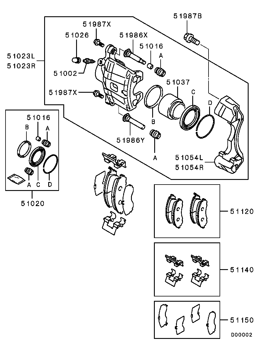 Mitsubishi MR52 7672 - Ремкомплект, тормозной суппорт autospares.lv