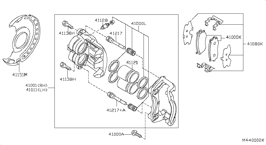 Infiniti 41011EB32A - Ремкомплект, тормозной суппорт autospares.lv