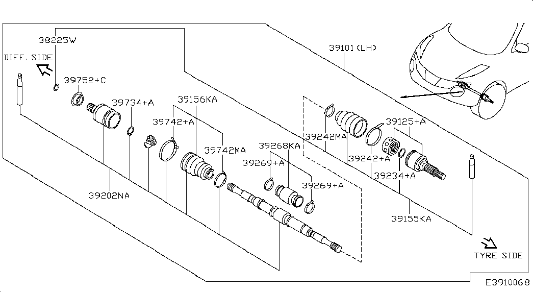 NISSAN C9241BU100 - Пыльник, приводной вал autospares.lv