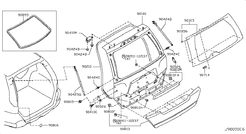 NISSAN 90450JG40A - Газовая пружина, упор autospares.lv