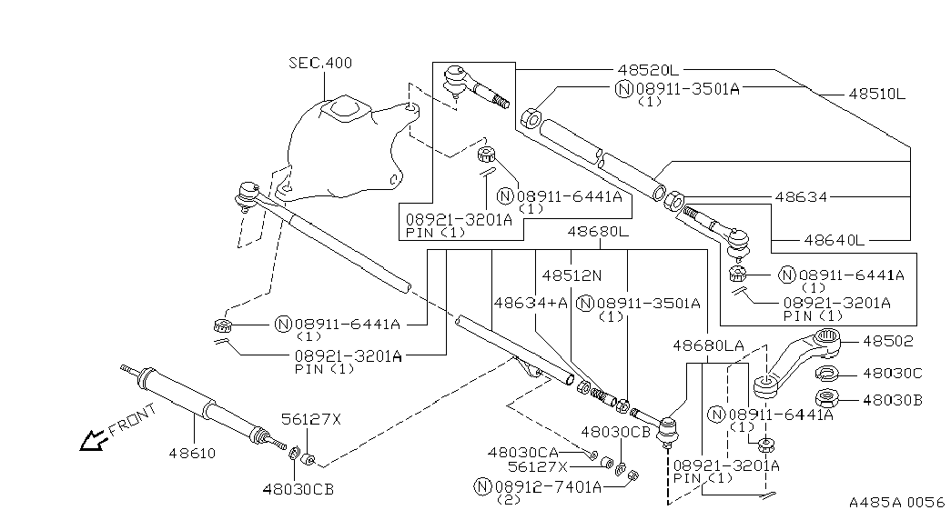 NISSAN 48570-VB025 - Наконечник рулевой тяги, шарнир autospares.lv