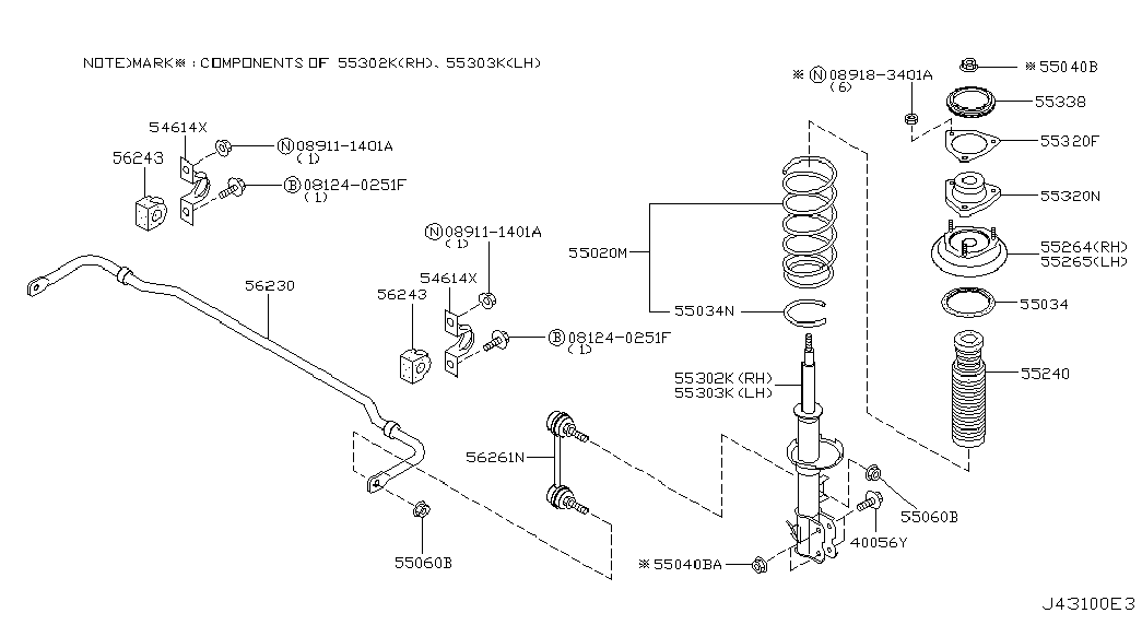 Infiniti 56261-50J00 - Тяга / стойка, стабилизатор autospares.lv