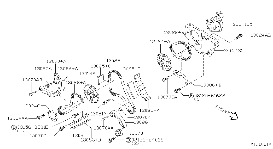 NISSAN 13091-5M310 - Комплект цепи привода распредвала autospares.lv